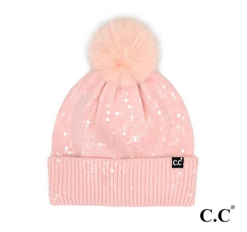 Pink Sequin CC beanie
