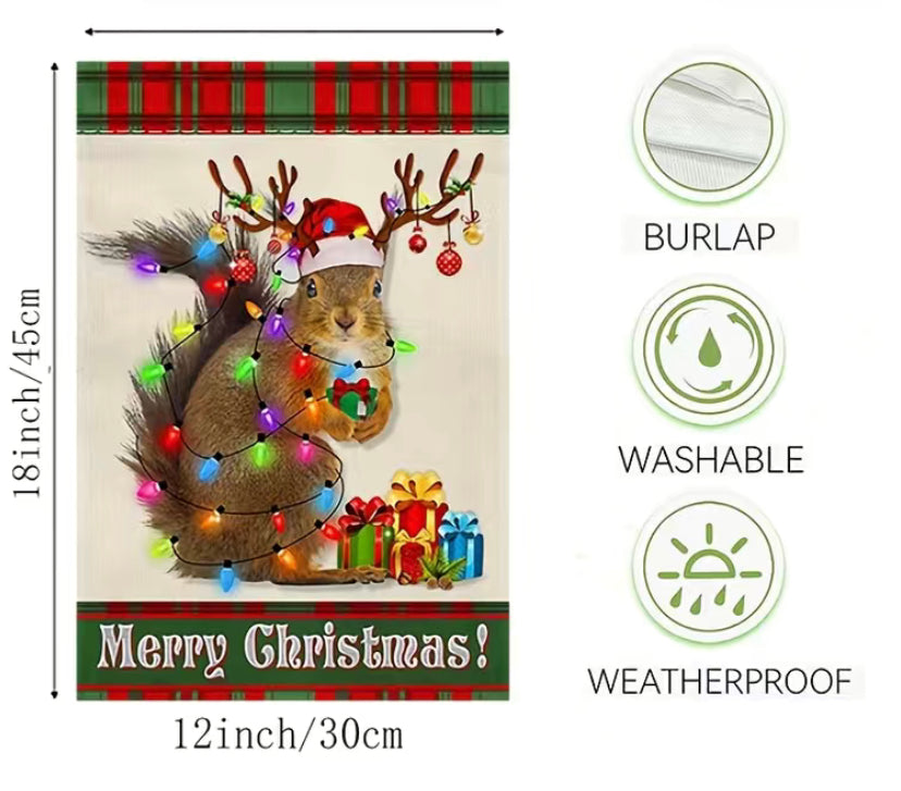 Christmas Squirrel Garden Flag