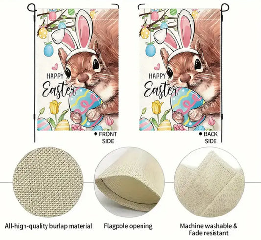 Squirrel Easter Garden Flag