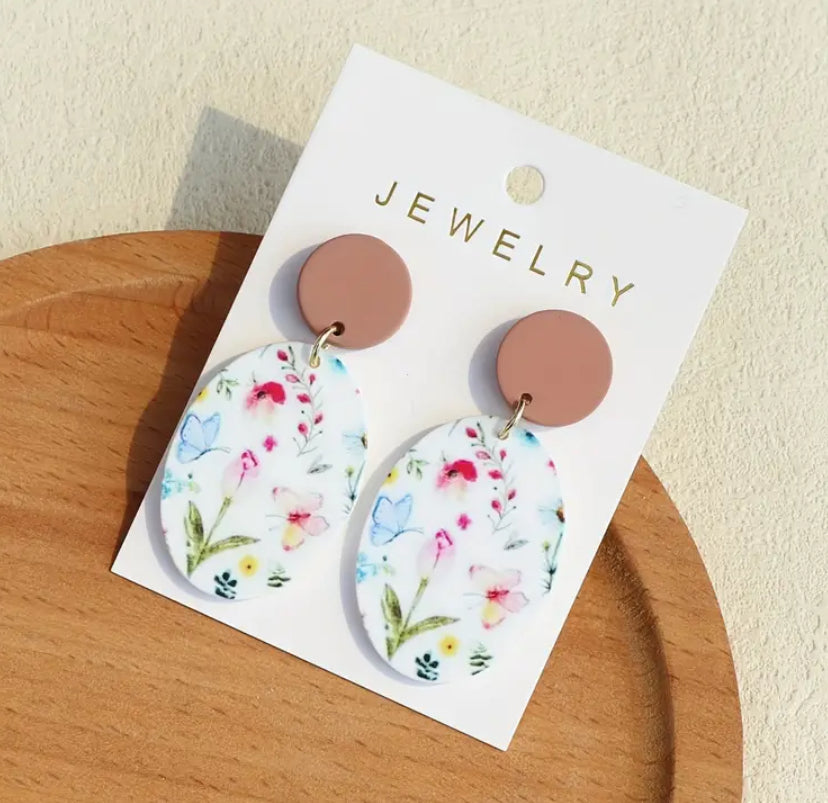 Floral Spring Oval Earrings