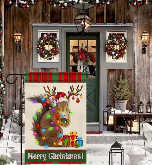 Christmas Squirrel Garden Flag