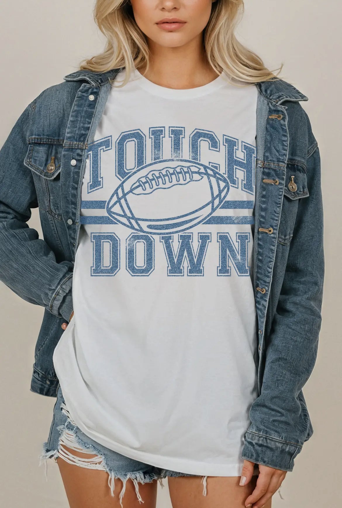 Touch Down Football Tee: white