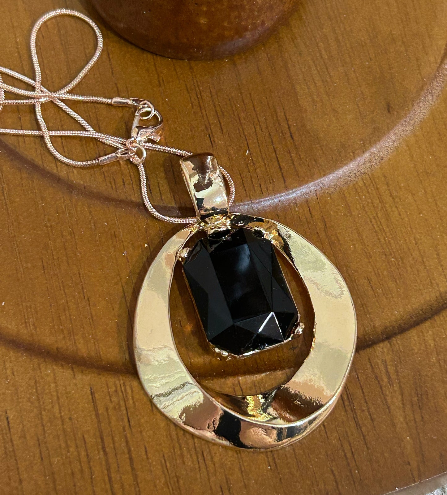 Elegant square gemstone necklace- rose gold