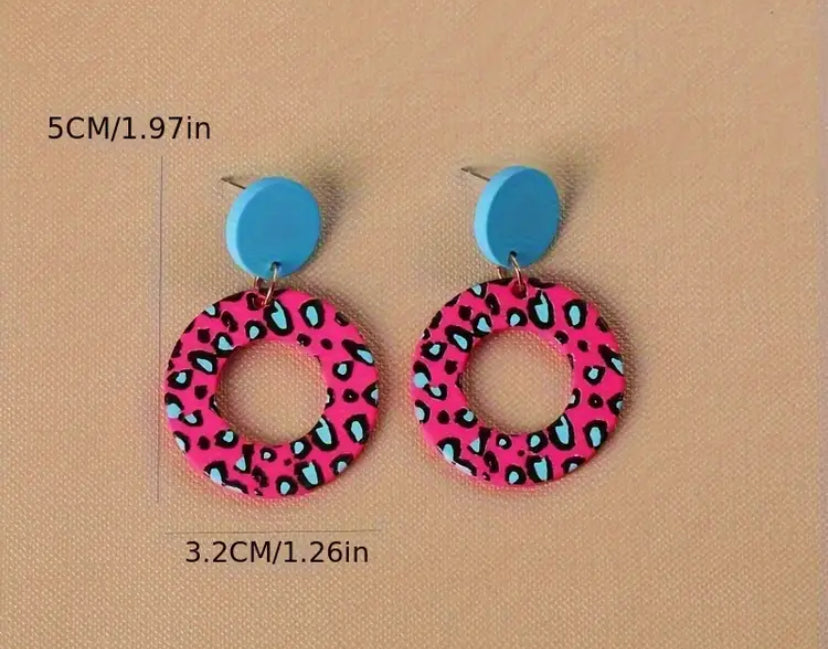 Pink Leopard Earrings
