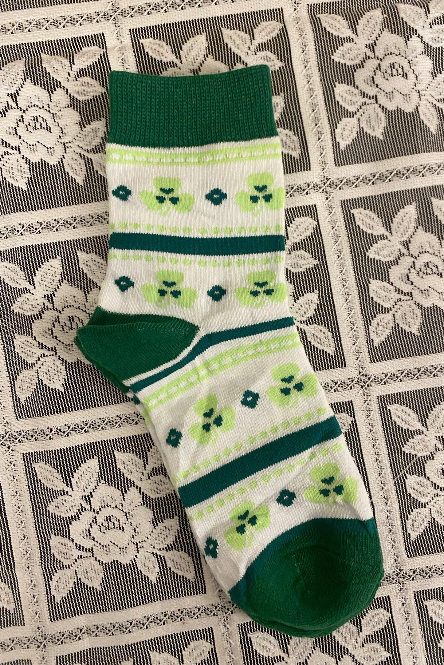 Green stripe clover socks