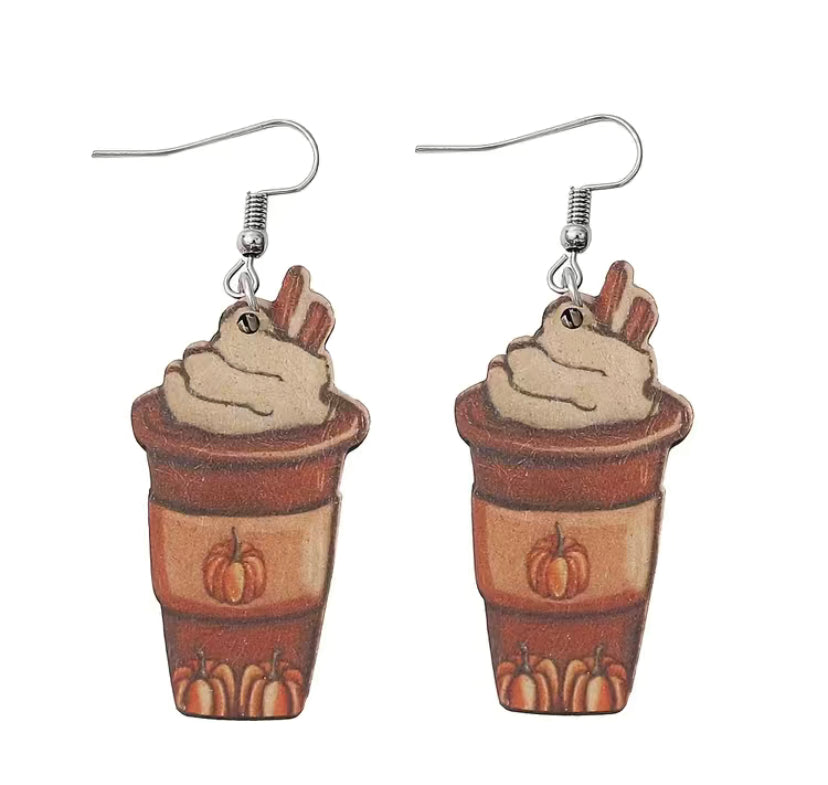 Pumpkin Spice Latte Coffee Cup Earrings