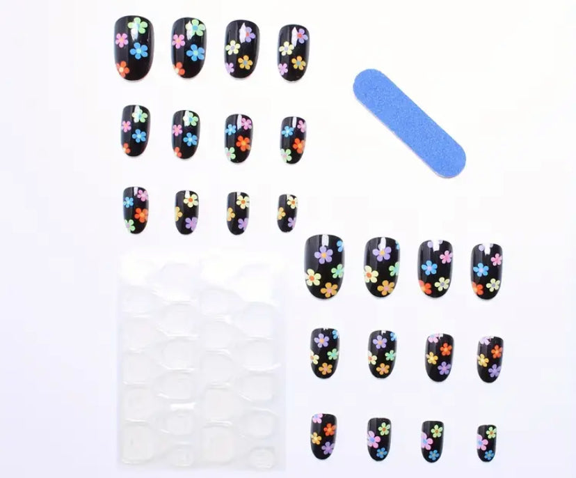 Colorful Flower Nails