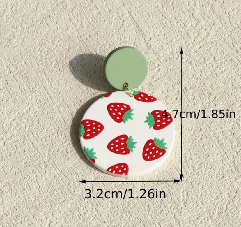 Strawberry Round Earrings