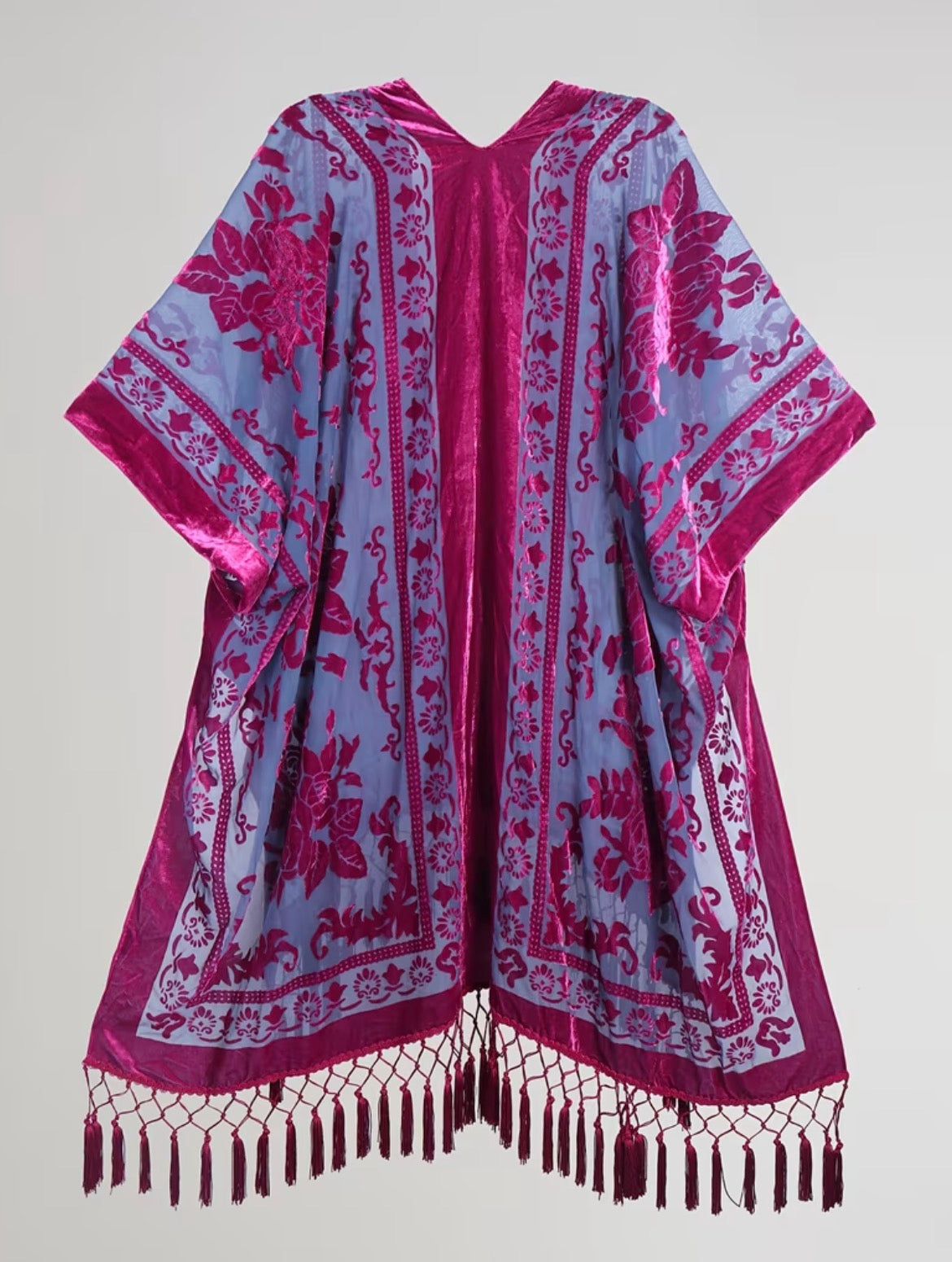 Burnout Velvet Kimono- Violet