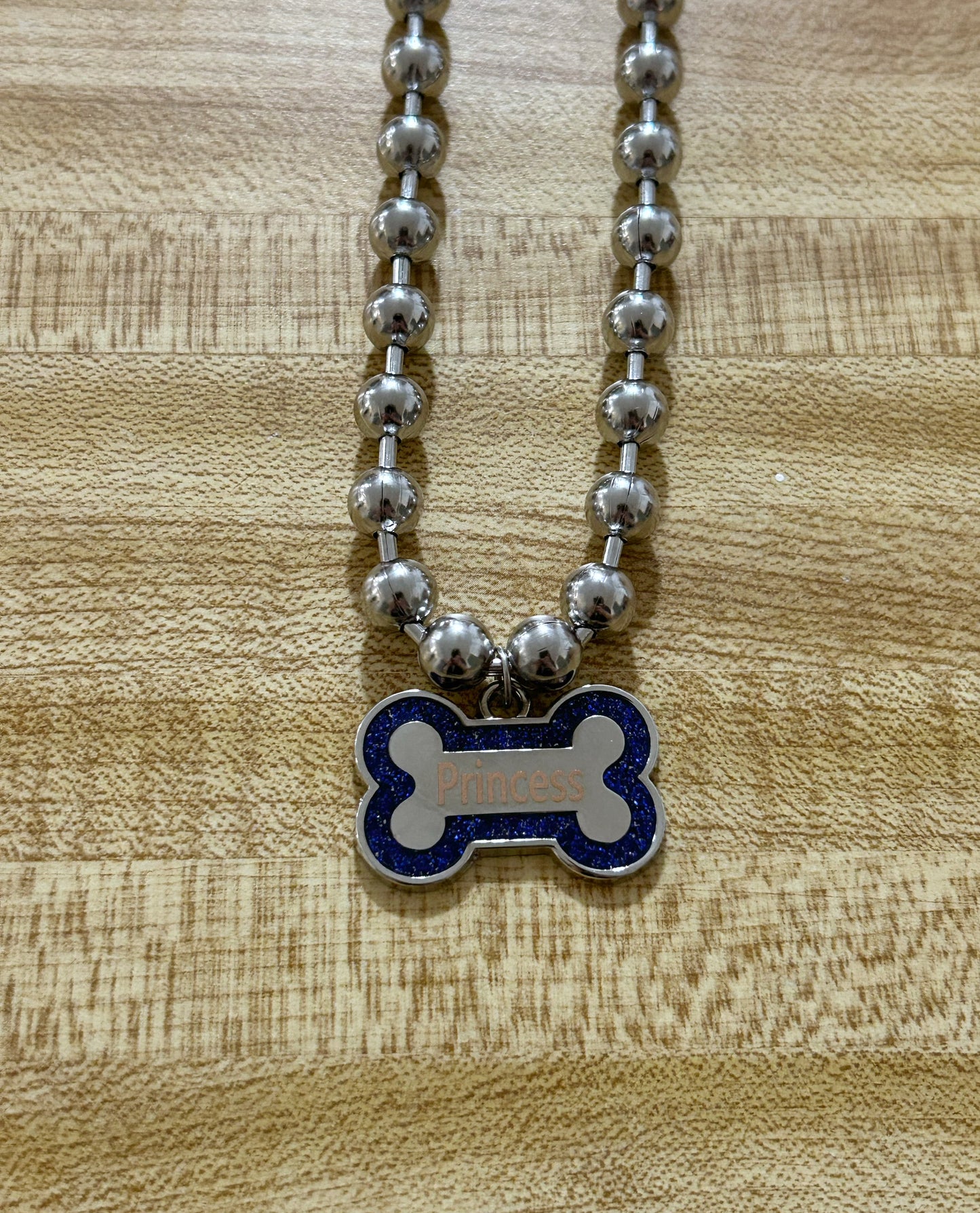 Blue Princess Dog Bone necklace