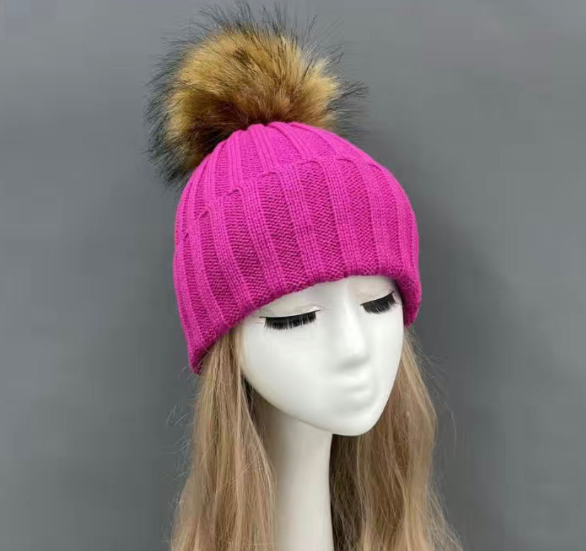Hot Pink Pom Beanie