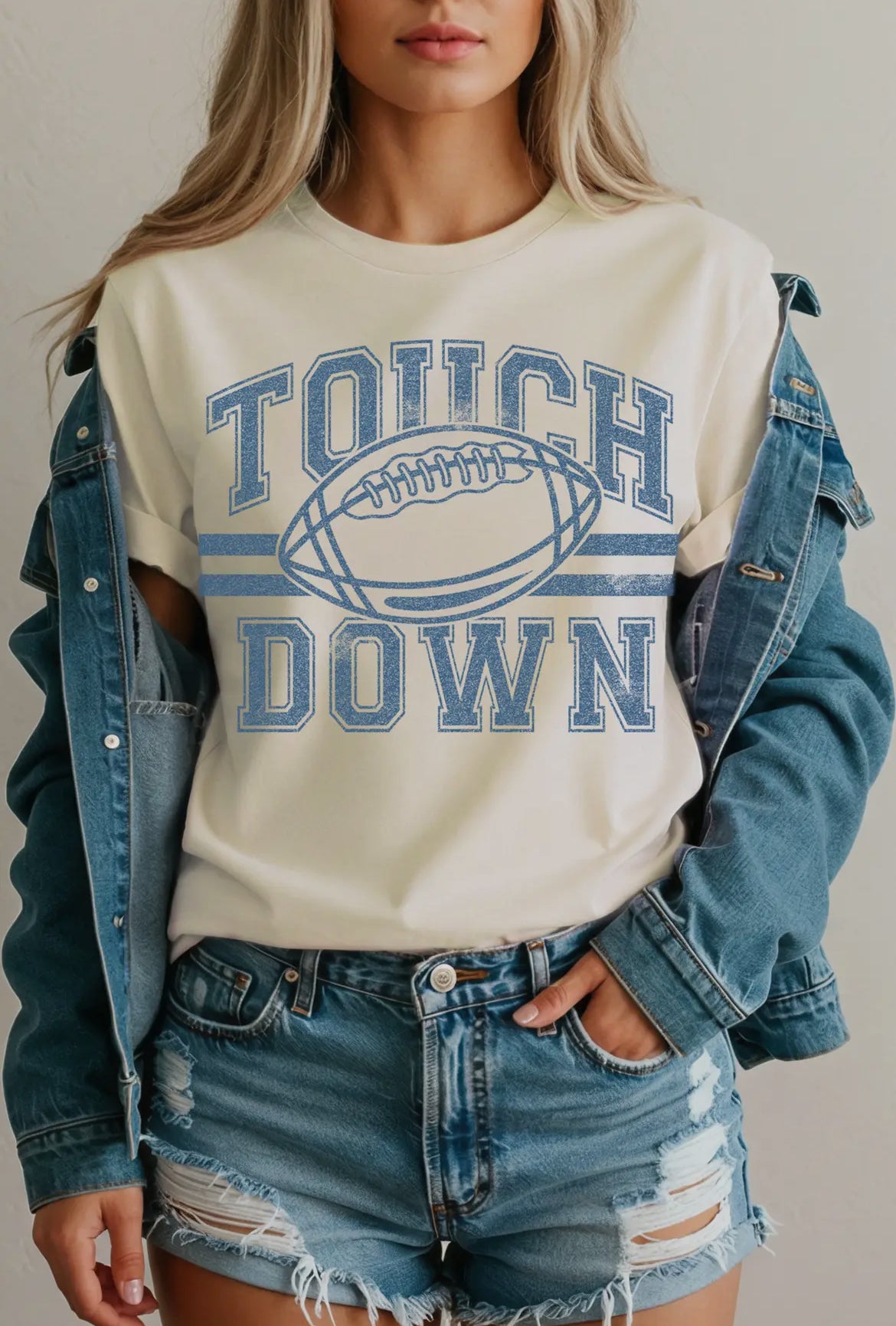 Touch Down Football Tee: off white