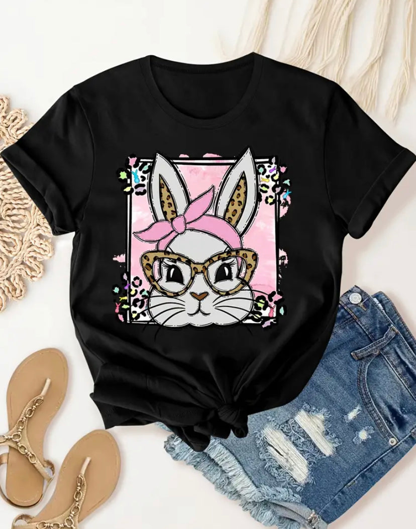 Leopard Glasses Sassy Bunny Tee