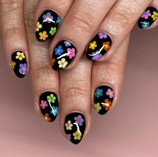 Colorful Flower Nails