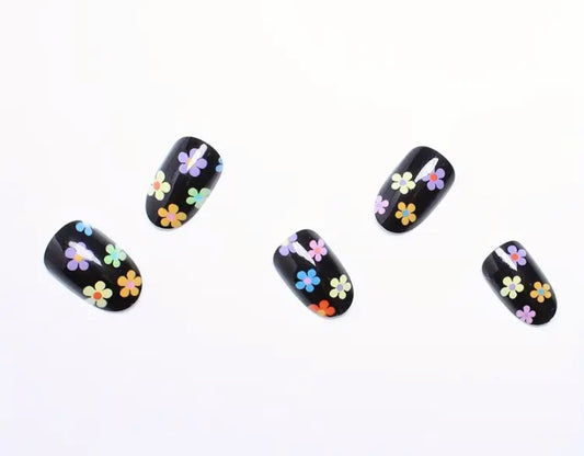 Colorful Flower Nails