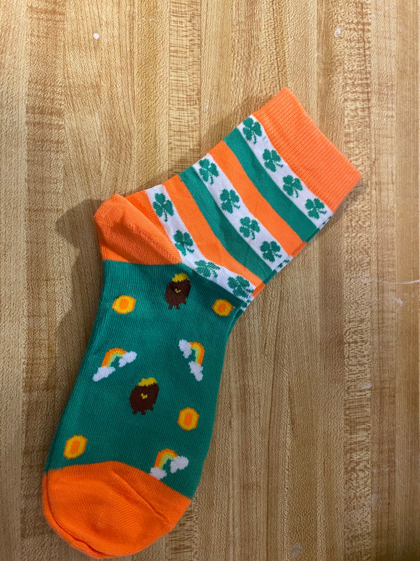 Rainbows and clovers socks