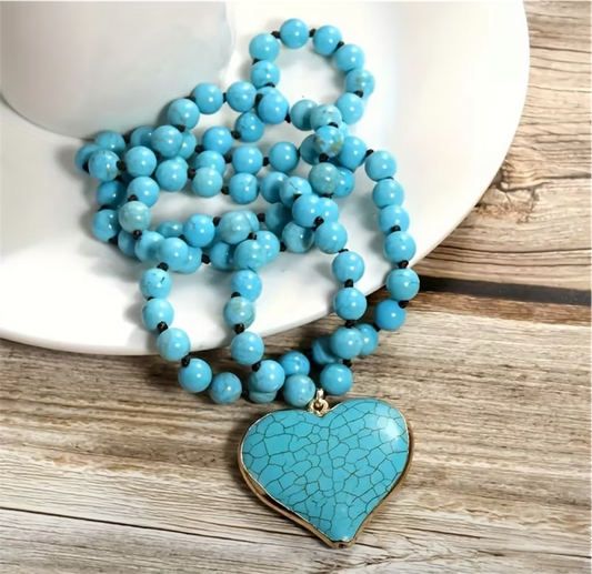 Boho Turquoise Heart Necklace