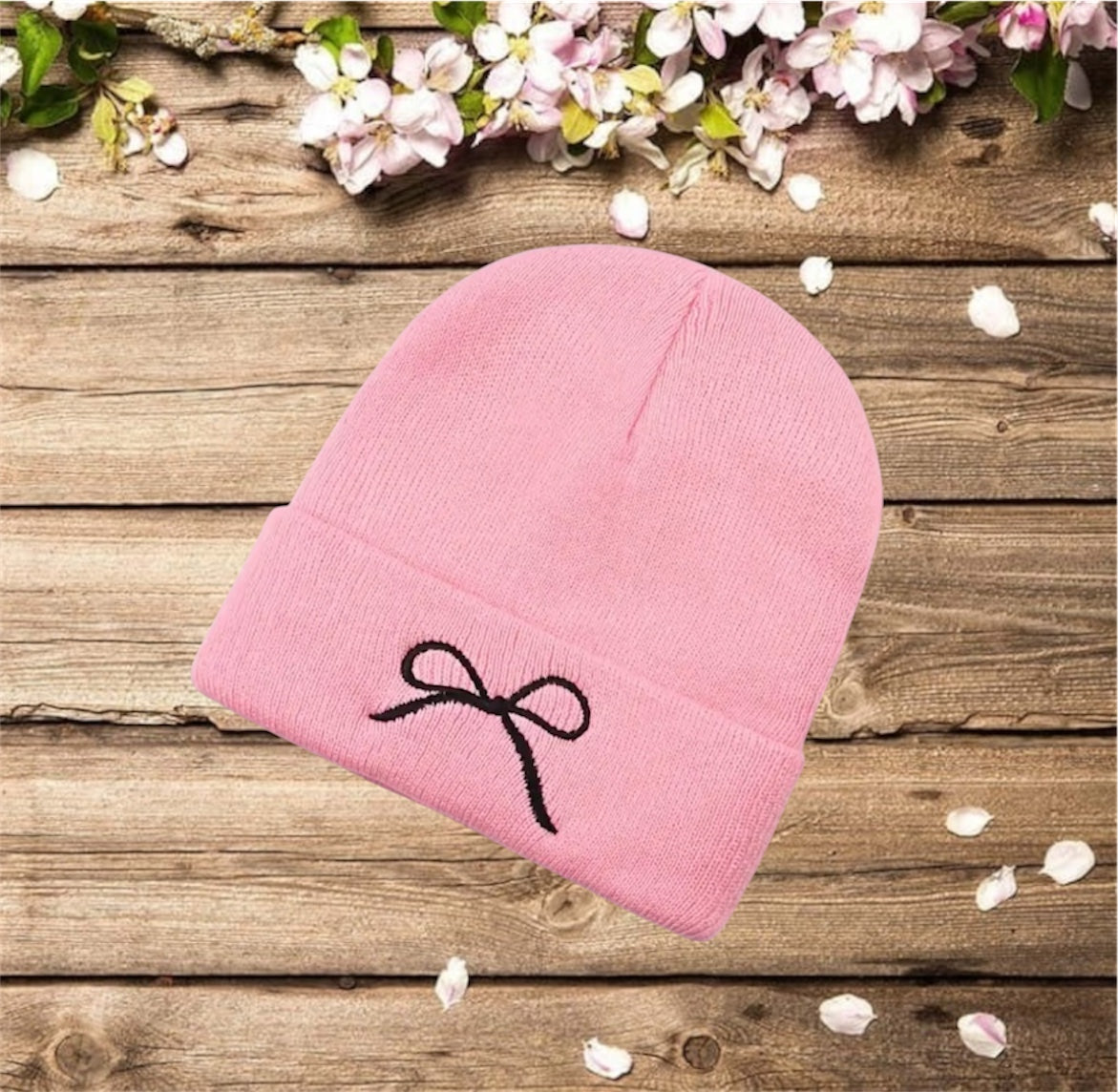 Bow beanie: Pink