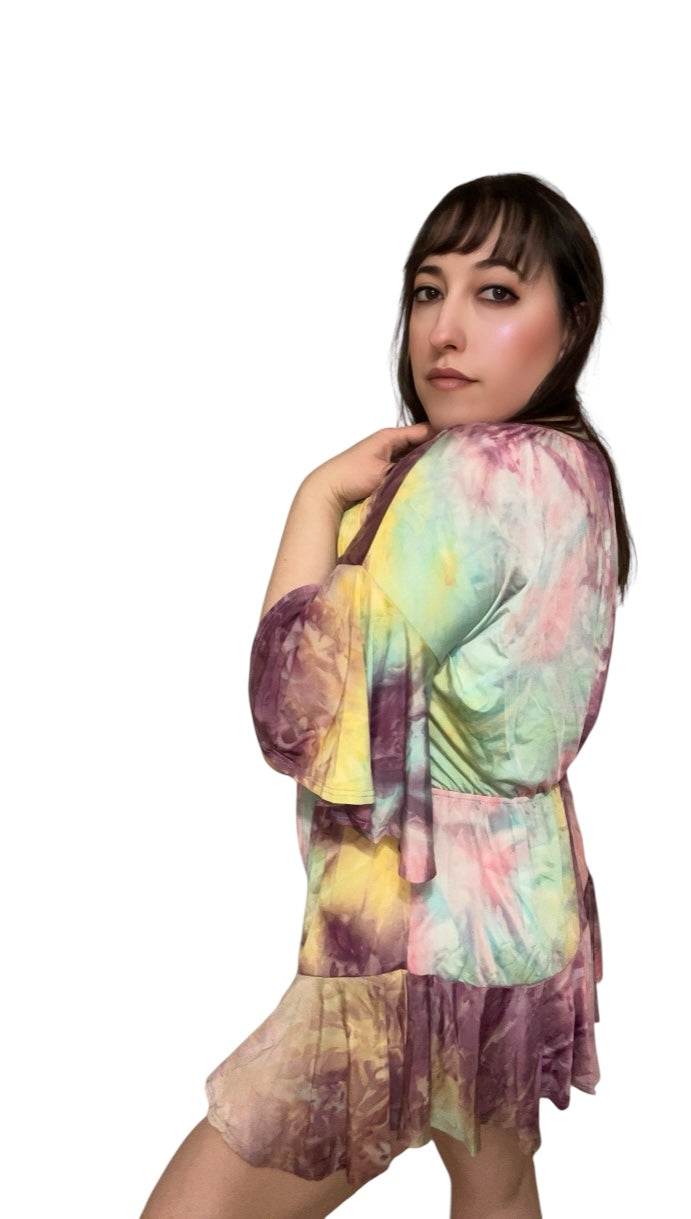 Tie Dye Off Shoulder Romper: Mint