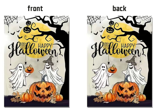 Ghost halloween garden flag