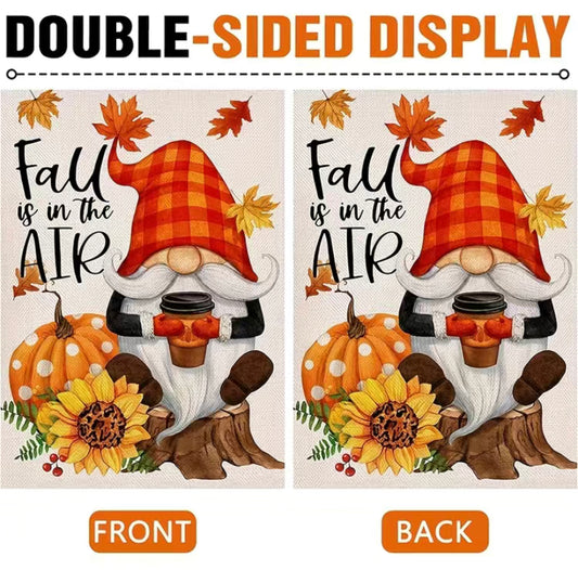 Fall is in the air Gnome garden flag