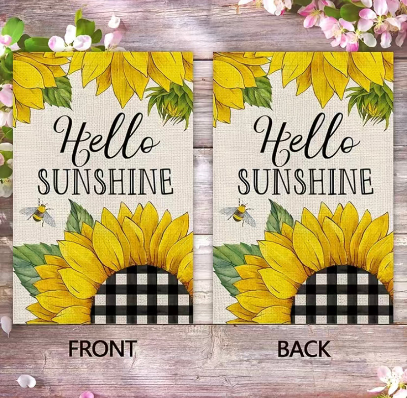 Hello sunshine garden flag