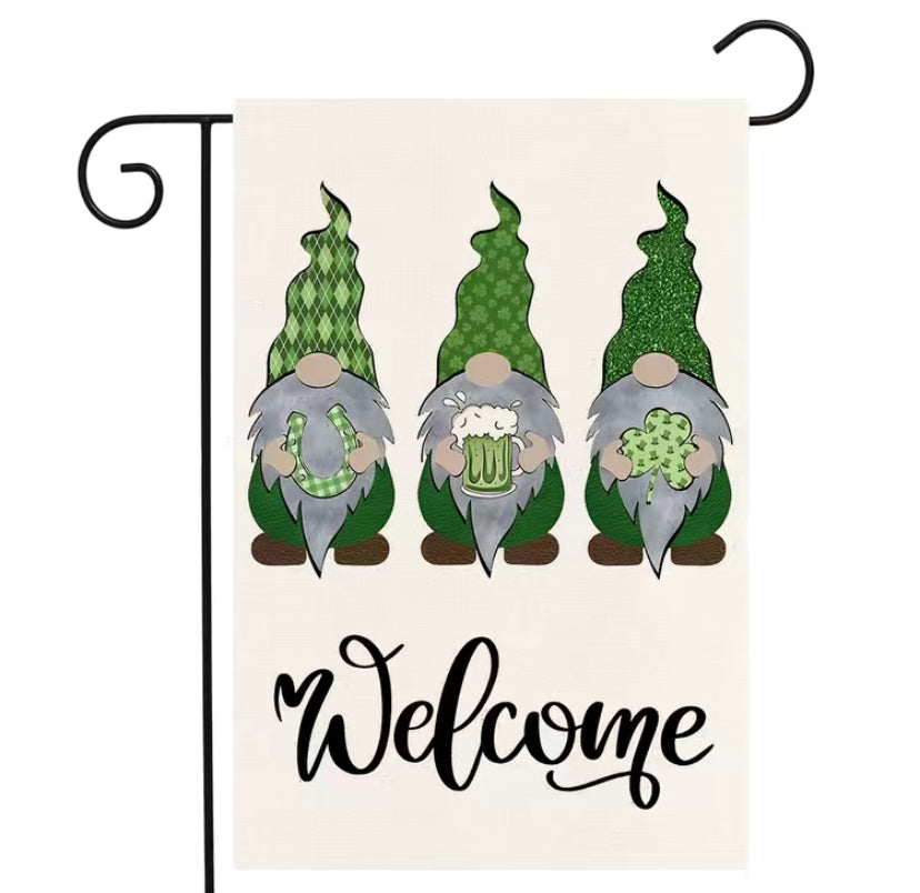 St. Patrick’s Day gnome garden flag