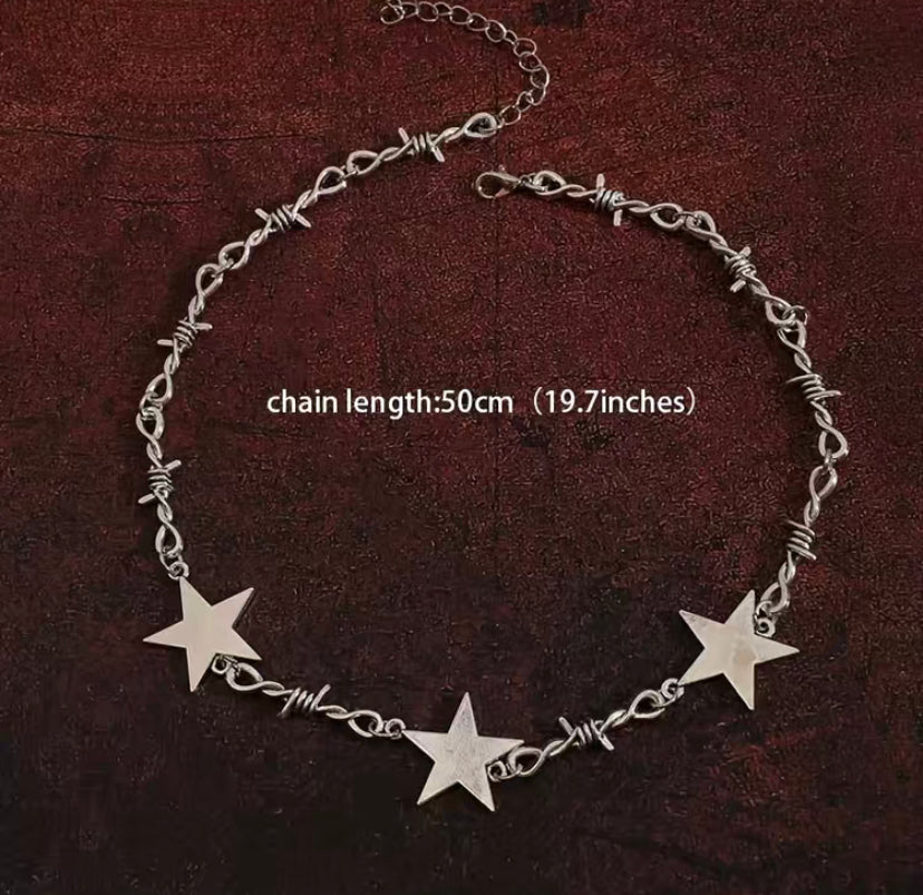 Barb wire star necklace