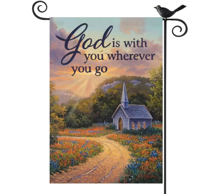 God is with you garden flag
