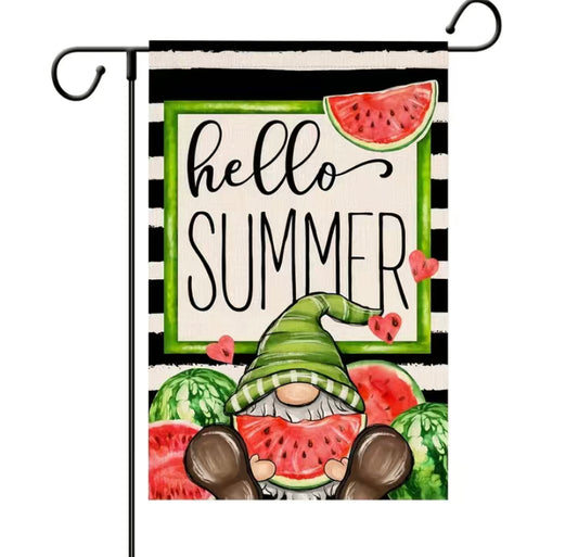 Summer gnome garden flag