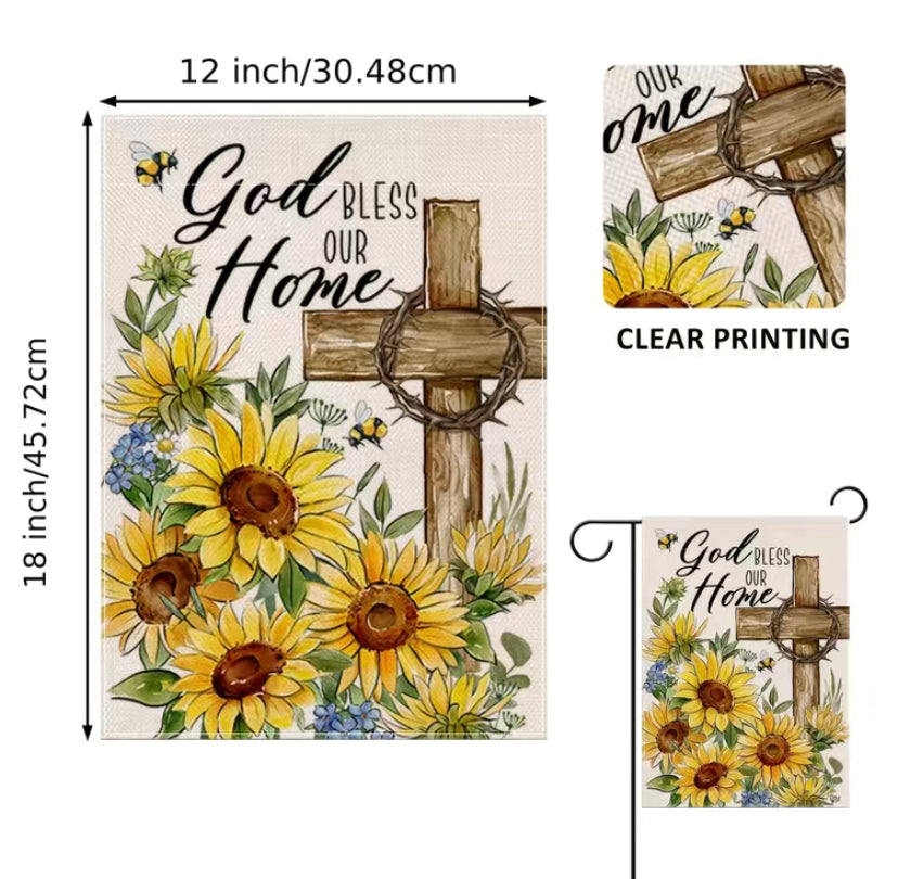 God bless our home garden flag