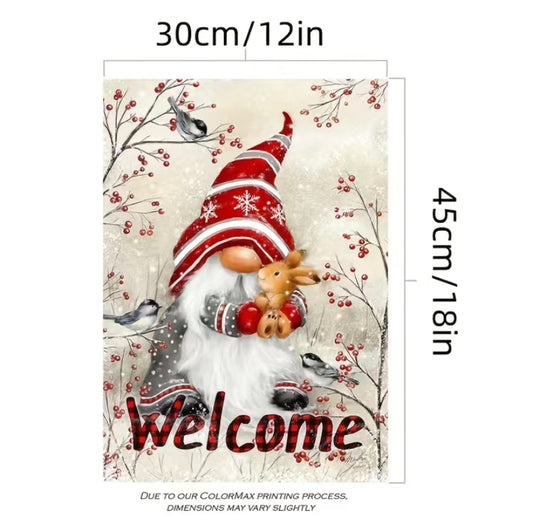 Christmas Gnome garden flag