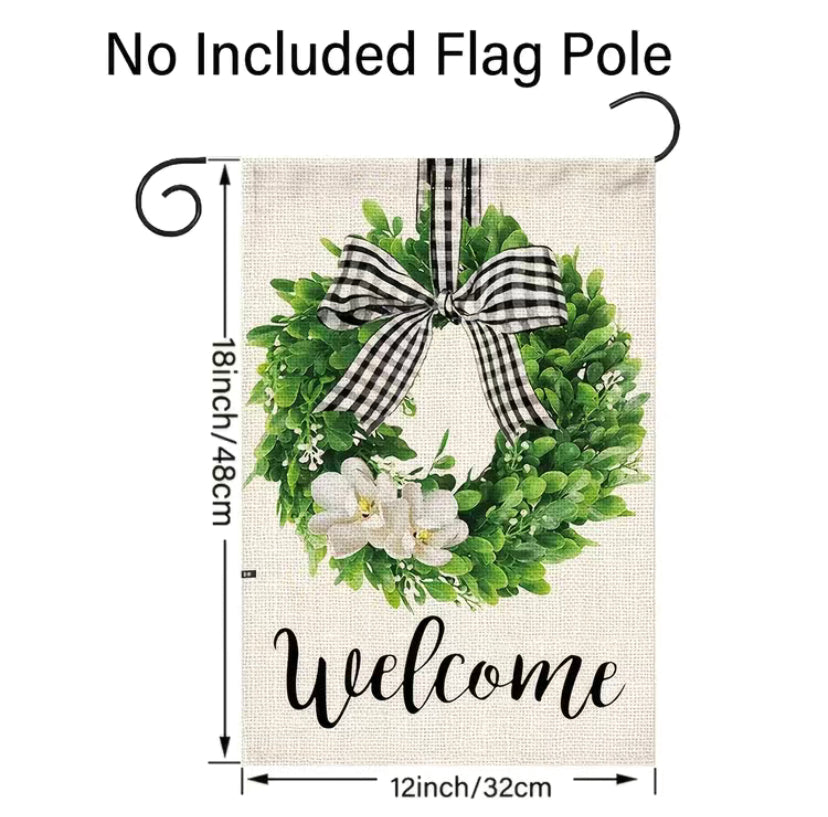 Wreath Welcome garden flag