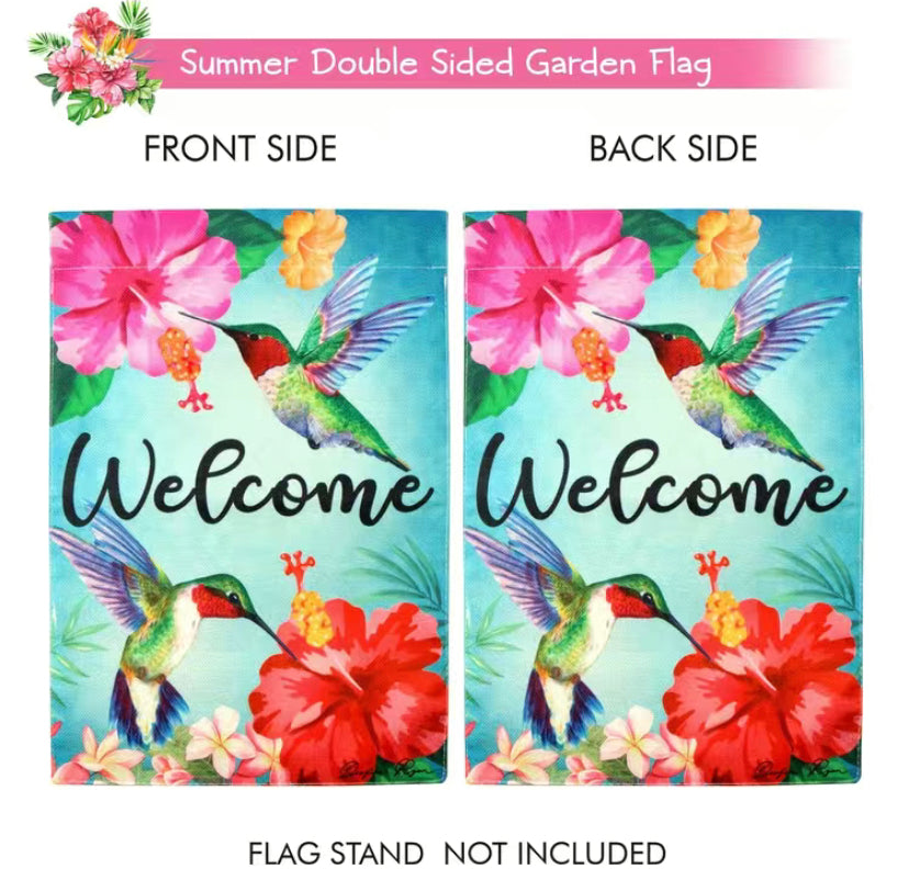 Hummingbird garden flag