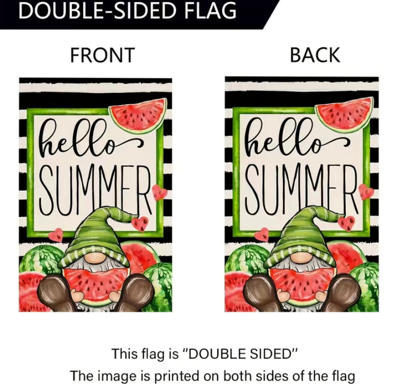 Summer gnome garden flag