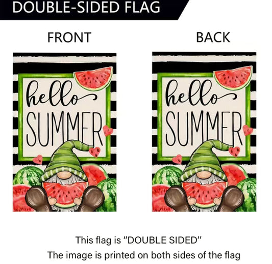 Summer gnome garden flag