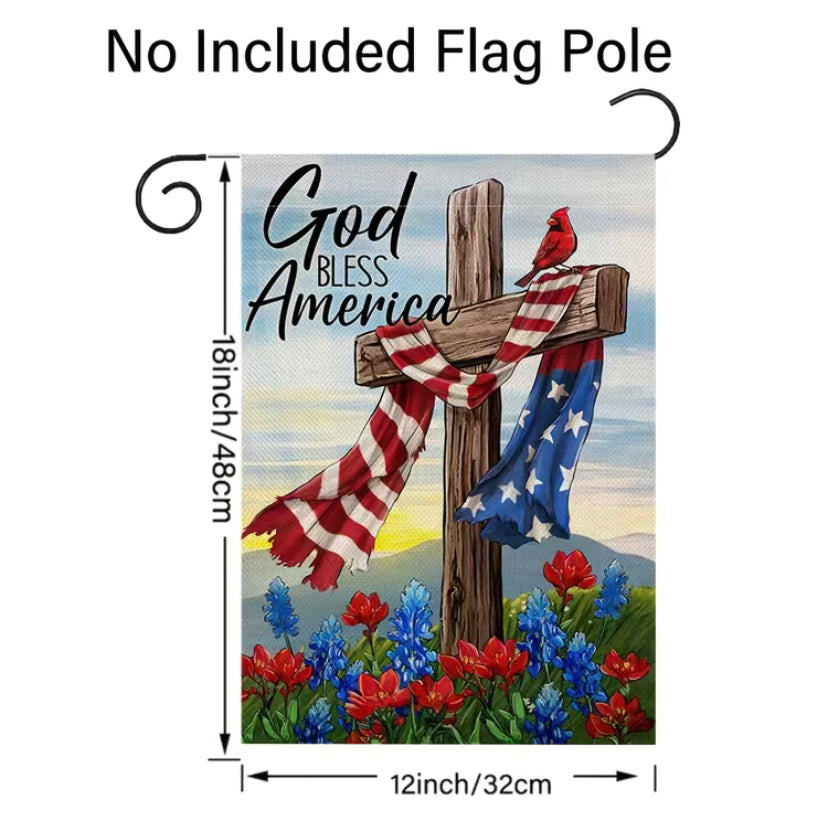 God Bless America Cross Garden Flag