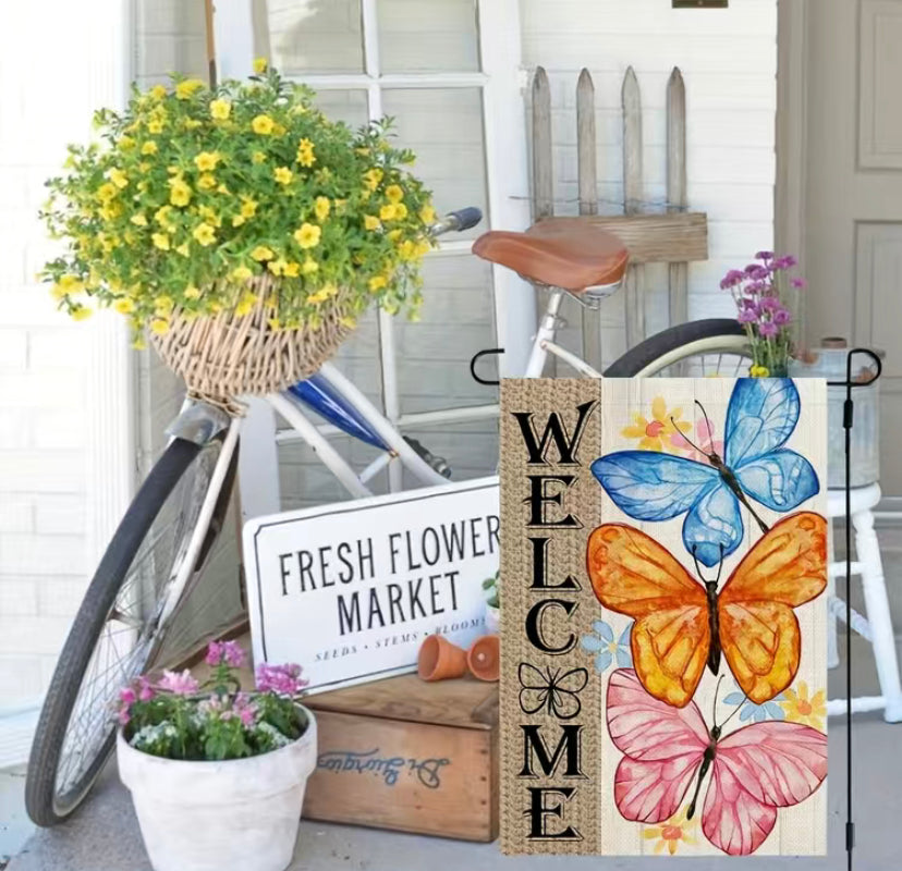 Butterfly garden flag