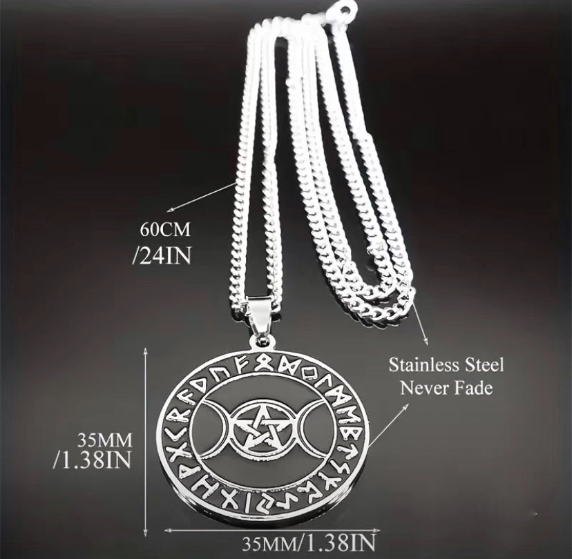 Triple Moon Pentagram Necklace