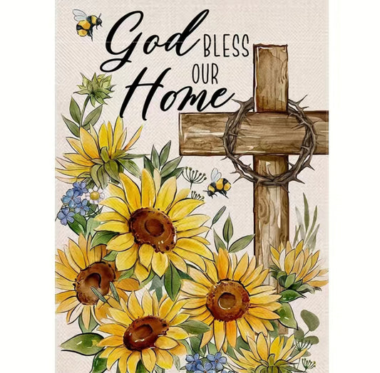 God bless our home garden flag