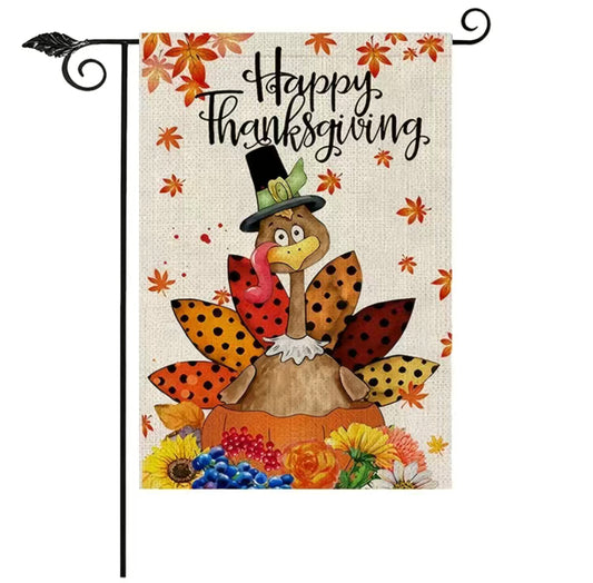 Happy Thanksgiving garden flag