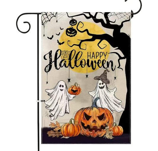Ghost halloween garden flag