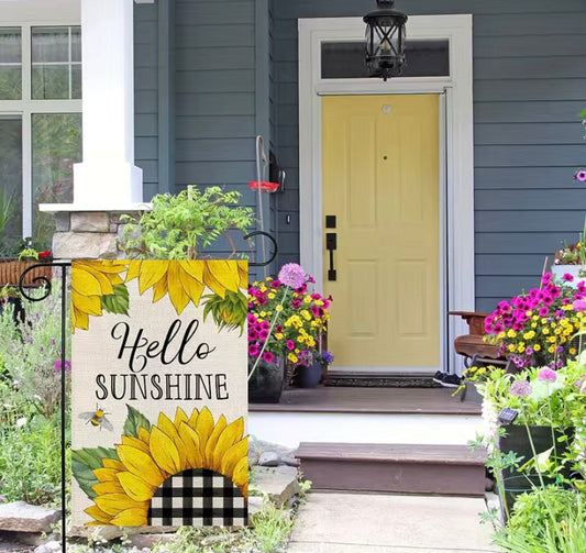 Hello sunshine garden flag
