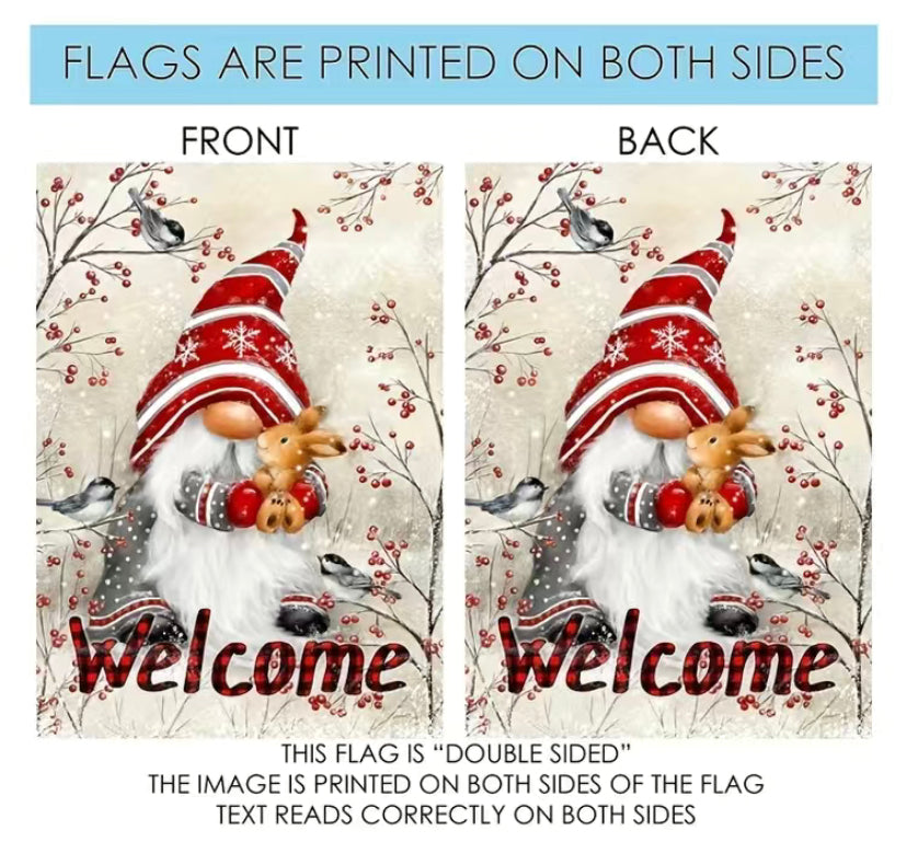 Christmas Gnome garden flag