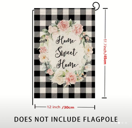 Home Sweet Home Plaid garden flag