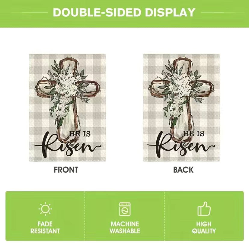 He is Risen garden flag