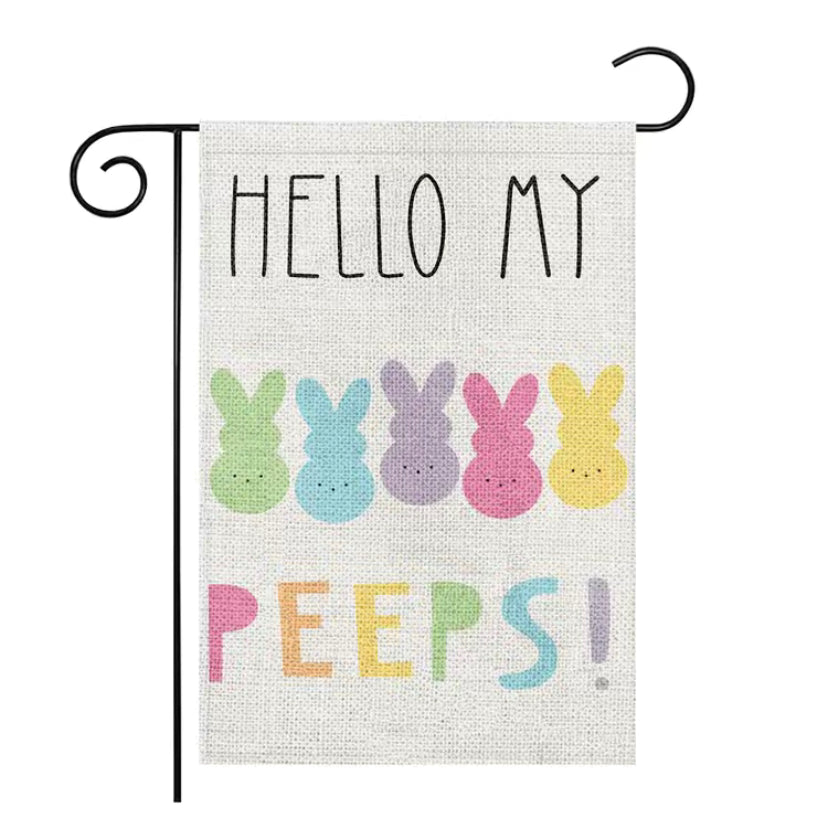 Hello peeps garden flag