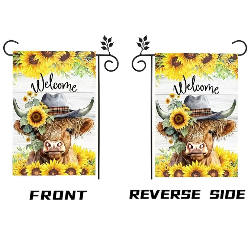 Cow Welcome garden flag