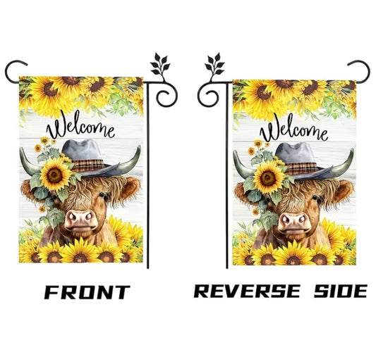Cow Welcome garden flag