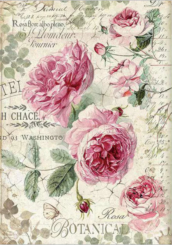 Botanic English Roses Rice Paper